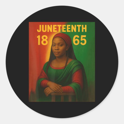 Sticker Rond Noir Mona Lisa Graphisme Afro Africain Américain J (Devant)
