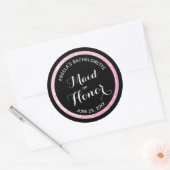 Sticker Rond Noir n rose Parties scintillant Maid of Honor Bach (Enveloppe)