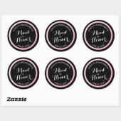 Sticker Rond Noir n rose Parties scintillant Maid of Honor Bach (Feuille)
