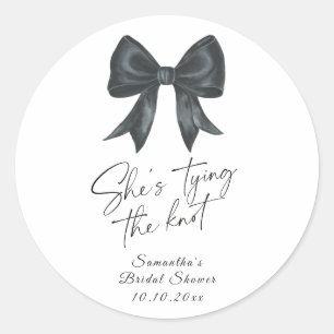 Sticker Rond Noir Nœud Elle noue le nœud Enterrement de vie de