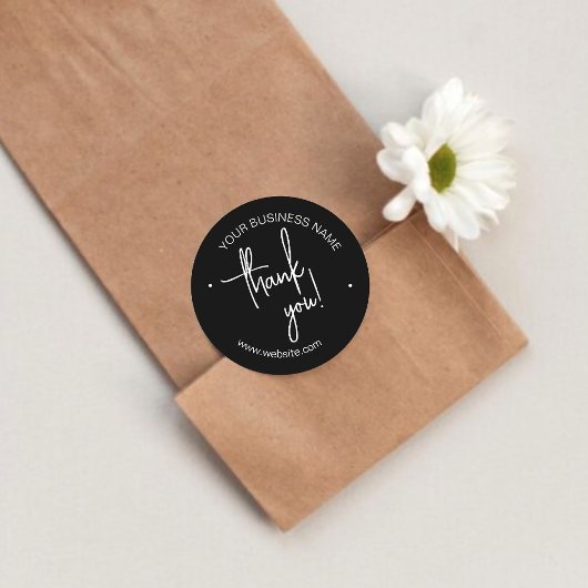 Sticker Rond Noir Noir Merci d'entreprise scénarisé