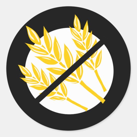 Sticker Rond Noir non gluten Symbole Non Blé (Devant)