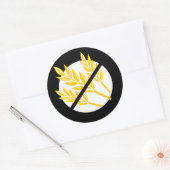 Sticker Rond Noir non gluten Symbole Non Blé (Enveloppe)