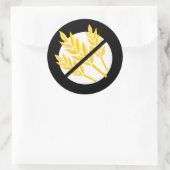 Sticker Rond Noir non gluten Symbole Non Blé (Sac)