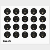 Sticker Rond Noir occidental Russe Mariage Vache Taureau crâne (Feuille)
