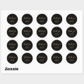 Sticker Rond Noir & Or | Anniversaire moderne Favoriser Merci (Feuille)