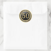 Sticker Rond Noir & or, diamants 50e anniversaire du Mariage (Sac)
