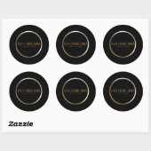 Sticker Rond Noir & Or Elegant Classy Glam Wedding Favor (Feuille)