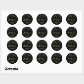 Sticker Rond Noir & Or | Faveur de retraite moderne Merci (Feuille)
