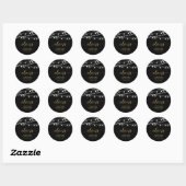 Sticker Rond Noir & Or | moderne Cheers Adulte Anniversaire Fav (Feuille)