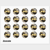Sticker Rond Noir or moderne et Marbre blanc QR Code (Feuille)