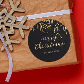 Sticker Rond Noir Or moderne Noël Élégant vacances