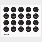 Sticker Rond Noir or Rose moderne Anniversaire Favoriser Merci (Feuille)