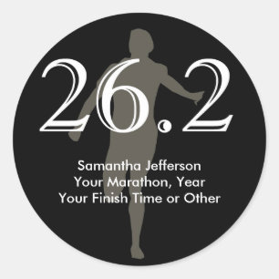 Sticker Rond Noir personnalisé de souvenir du marathonien 26,2