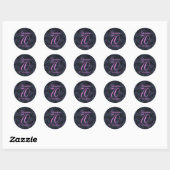 Sticker Rond Noir rose 70 et la préférence pour l'anniversaire  (Feuille)