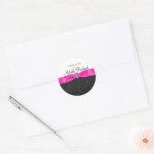 Sticker rond noir, rose chaud et blanc de 1,5 po (Enveloppe)