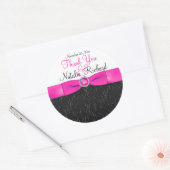 Sticker rond noir, rose chaud et blanc de 3 pouces (Enveloppe)