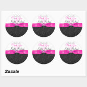 Sticker rond noir, rose chaud et blanc de 3 pouces (Feuille)