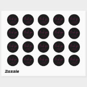 Sticker Rond Noir & Rose Simple Rustique Merci (Feuille)