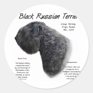 Sticker Rond Noir Russe Terrier