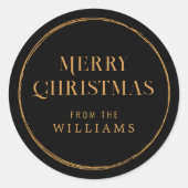 Sticker Rond Noir simple et or Noël (Devant)