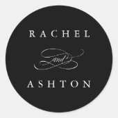 Sticker Rond Noir Simple Mariage élégant (Devant)