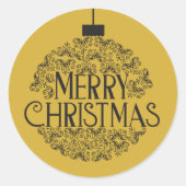 Sticker Rond Noir simple sur or Joyeux Noël | (Devant)