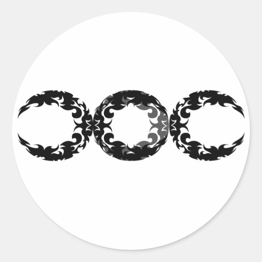 Sticker Rond Noir Triple Déesse Moon Design (Devant)