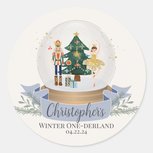 Sticker Rond noisette hiver onderland fête d'anniversaire (Devant)