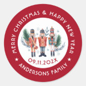 Sticker Rond Noisettes de Noël composition frontière rouge (Devant)