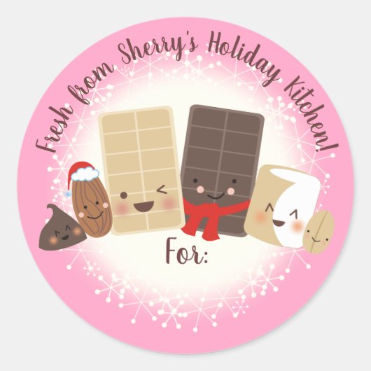 Sticker Rond Noix de chocolat maison cuisine personnalisée Noël (Devant)