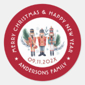 Sticker Rond Noix de Noël composition frontière rouge chocolat (Devant)