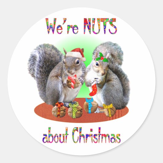 Sticker Rond Noix de Noël d'écureuil (Devant)