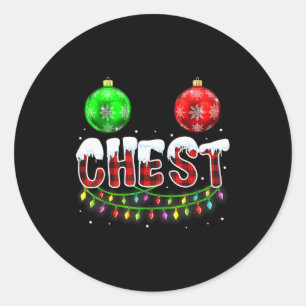 Sticker Rond Noix de poitrine Noël Drôle de couple assorti Ches