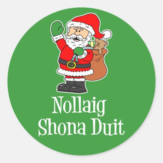 Sticker Rond Nollaig Shona Duit Irish Christmas Père Noël (Devant)