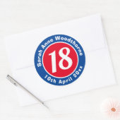 Sticker Rond Nom, âge et date d'un anniversaire (Enveloppe)