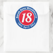 Sticker Rond Nom, âge et date d'un anniversaire (Sac)