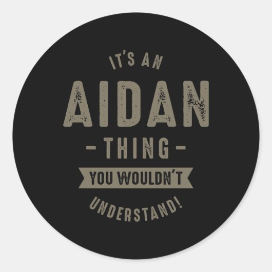 Sticker Rond Nom Aidan (Devant)