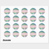 Sticker Rond nom aquarelle rose pastel floral (Feuille)