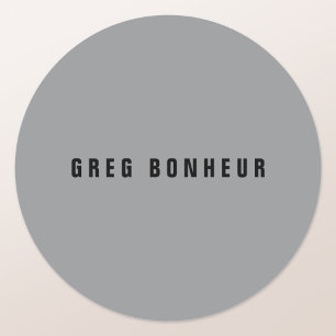 Sticker Rond Nom au look moderne et élégant Gris et Noir