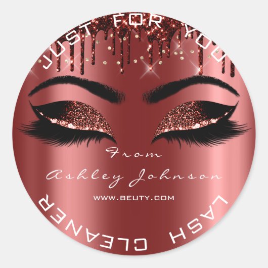 Sticker Rond Nom Beauté Lashes Bourgogne Gold Lashes Yeux (Devant)