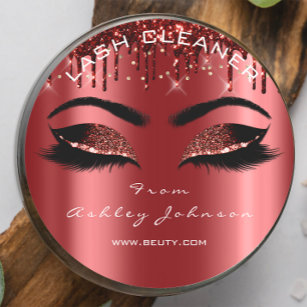 Sticker Rond Nom Beauté Lashes Burgundy Gold Eyelashes