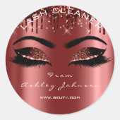 Sticker Rond Nom Beauté Lashes Burgundy Gold Eyelashes (Devant)