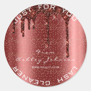 Sticker Rond Nom Beauté Lashes Burgundy Gold Lashes Cleaner