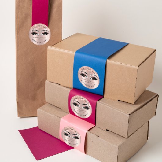 Sticker Rond Nom Beauté Lashes Lashes Pink Gold Lashes Cleaner