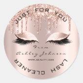 Sticker Rond Nom Beauté Lshes Drips Pink Gold Lashes Cleaner (Devant)