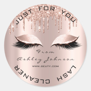 Sticker Rond Nom Beauté Lshes Drips Pink Gold Lashes Cleaner