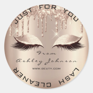 Sticker Rond Nom Beauté Lshes Drips Pink Gold Lashes Cleaner