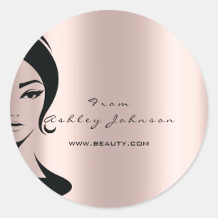 Sticker Rond Nom Beauté Lshes Drips Pink Gold Lashes Vintage