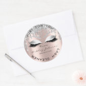 Sticker Rond Nom Beauté Lshes Drivers Rose Lashes Gris Nettoyan (Enveloppe)